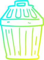 cold gradient line drawing cartoon waste bin vector