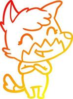 warm gradient line drawing happy cartoon fox vector
