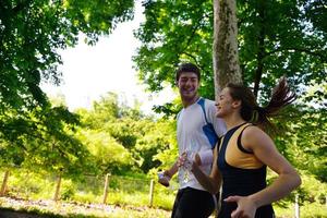 Young couple jogging photo