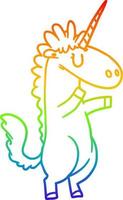 rainbow gradient line drawing cartoon unicorn vector