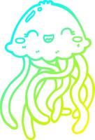 línea de gradiente frío dibujo medusas de dibujos animados lindo vector