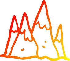 warm gradient line drawing cartoon mountain range vector