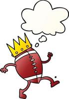 football with crown cartoon  and thought bubble in smooth gradient style vector