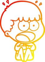 warm gradient line drawing cartoon shocked man vector