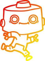 warm gradient line drawing cartoon robot vector