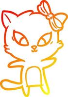 warm gradient line drawing cartoon cat vector