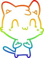 rainbow gradient line drawing cartoon happy cat vector