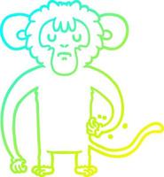 cold gradient line drawing cartoon monkey scratching vector