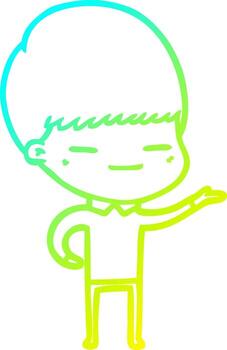 línea de gradiente frío dibujo chico presumido de dibujos animados vector