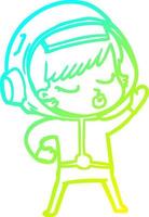 cold gradient line drawing cartoon pretty astronaut girl vector