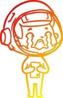 warm gradient line drawing cartoon crying astronaut vector