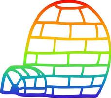 rainbow gradient line drawing cartoon igloo vector