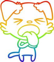 rainbow gradient line drawing cartoon disgusted dog vector