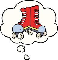 cartoon roller boots and thought bubble vector