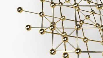 The Abstract design connection design gold  sphere network structure 3d rendering. photo