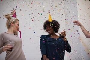 confetti party multiethnic group of people photo