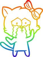 rainbow gradient line drawing cartoon cat vector