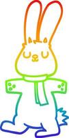 rainbow gradient line drawing cartoon rabbit vector