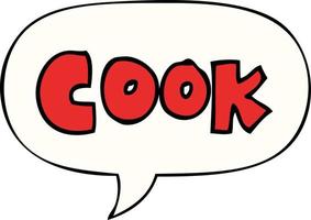 cartoon word cook and speech bubble vector