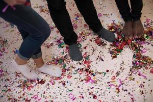 confetti party multiethnic group of people photo