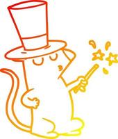 warm gradient line drawing cartoon mouse magician vector