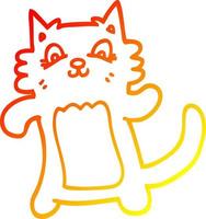 warm gradient line drawing cartoon happy cat vector