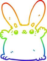 rainbow gradient line drawing cartoon rabbit vector