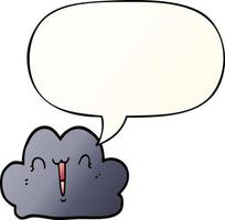 cute cartoon cloud and speech bubble in smooth gradient style vector