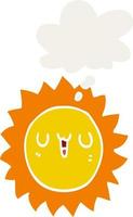 cartoon sun and thought bubble in retro style vector