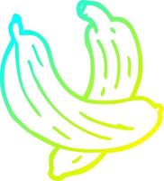 cold gradient line drawing cartoon pair of  bananas vector