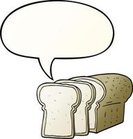 cartoon sliced bread and speech bubble in smooth gradient style vector