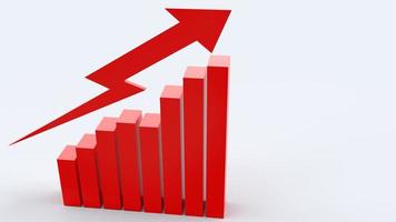 The red arrow and chart on white background 3d rendering for business content. photo