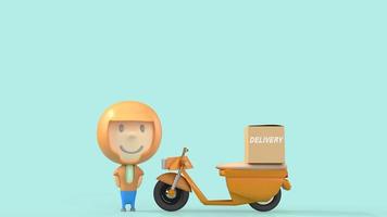 man and  bike delivery 3d rendering for  transport  content. photo