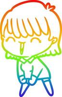 rainbow gradient line drawing cartoon woman vector