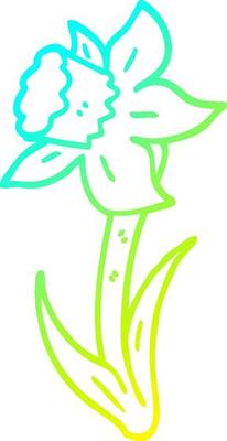 cold gradient line drawing cartoon daffodil