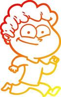 warm gradient line drawing cartoon happy man vector
