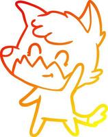 warm gradient line drawing cartoon friendly fox vector