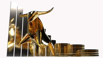 golden bull and gold coins  3d rendering for business content. photo