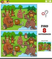 differences game with cartoon wild animal characters group vector