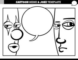 black and white cartoon meme template with clown and man vector