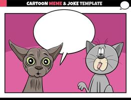 plantilla de meme de dibujos animados con personajes de gatos divertidos vector
