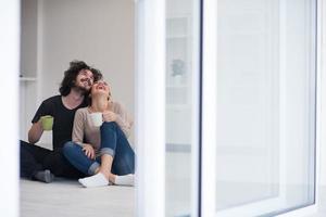 young couple in their new home photo