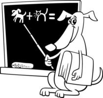 caricatura, perro, profesor, en, el, aula, colorido, página vector