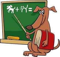 personaje de perro maestro de dibujos animados en el aula vector
