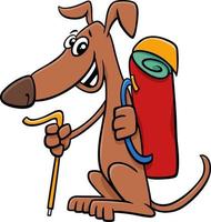 cartoon hiker dog comic animal character with backpack vector