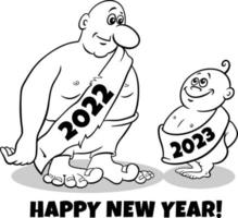 greeting card cartoon illustration with old and new year vector