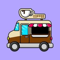 Coffee Food Truck Cartoon Vector Icon Illustration. Flat Cartoon Concept