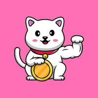 Lucky Cat Holding Gold Cartoon Vector Icon Illustration. Flat Cartoon Concept