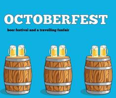 Oktoberfest beer festival set. Beer mug, sausage, Tyrolean hat, pretzel, traditional clothes, accordion, flags, barrel, hops. Illustration or poster for a holiday. vector