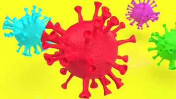 The virus multi color on yellow background for medical content 3d rendering photo
